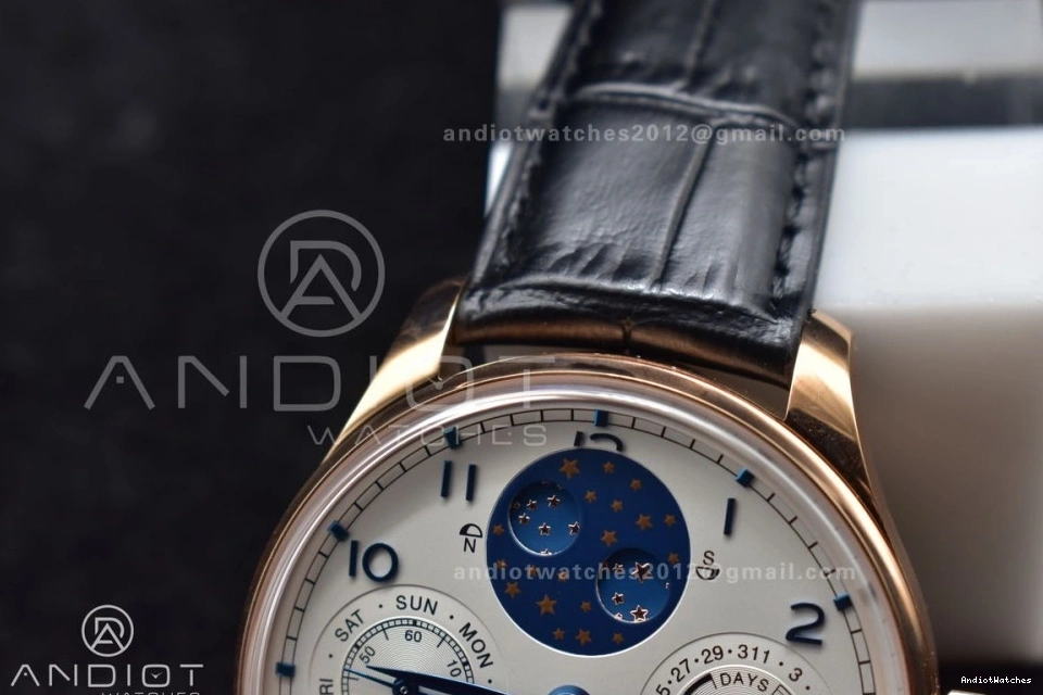 RG 1018 1:1 A52610 Calendar Best Portugieser 5033 Strap on White Black Leather APSF Clone BestValue Perpetual Dial Edition 0912